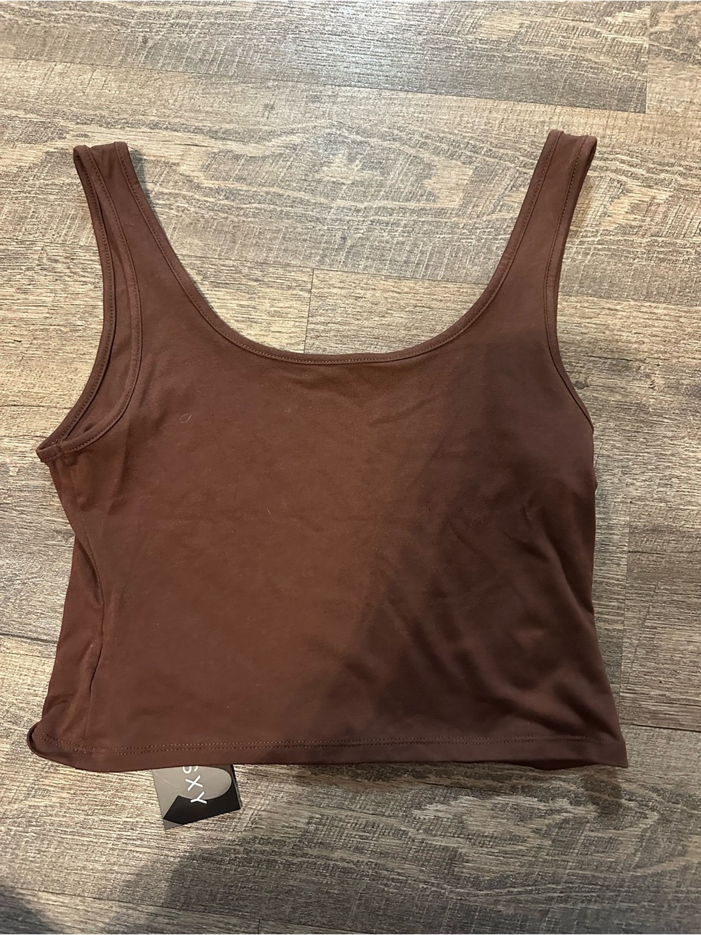 SHEIN Brown Scoop Neck Cropped Tank